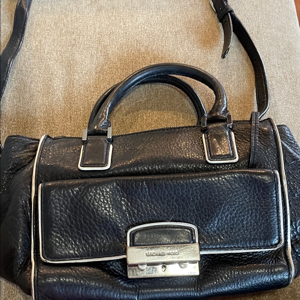 Michael Kors Black Pebbled Leather Satchel